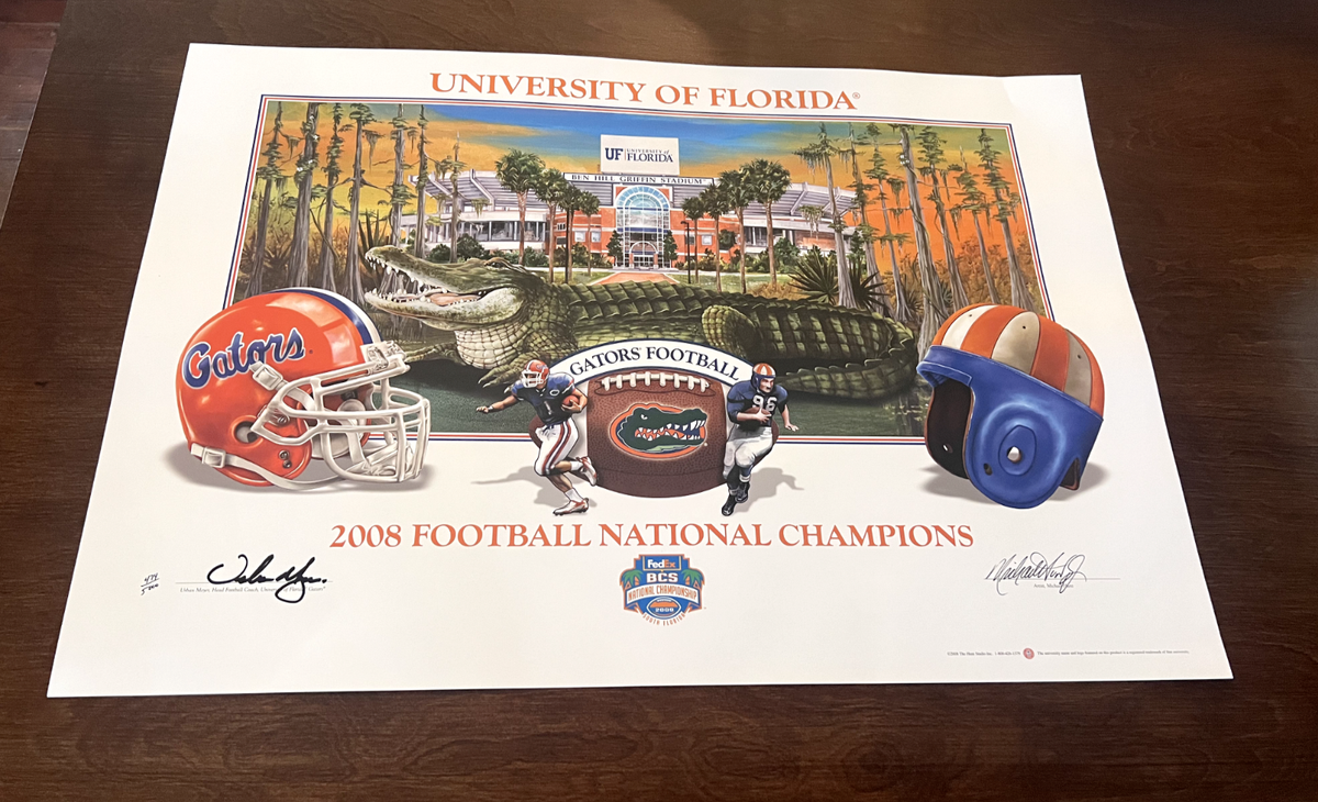 ◇GOOGUT 歌徳 オークションカタログ 2008 コンテンポラリー◇ 2008 Florida Gators Autographed Signed Poster Urban Meyer Artist