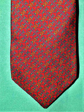 Exc BURBERRYS OF LONDON SILK NECK TIE, GEOMETRIC CHAINS, LONG: 60" x 3 7/8"