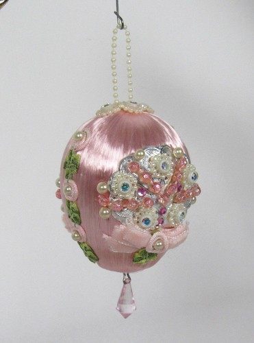 VTG JUNE ZIMONICK BEADED JEWELLED SWAROVSKI CRYSTAL CHRISTMS ORNAMENT FLOWERS - Picture 12 of 12
