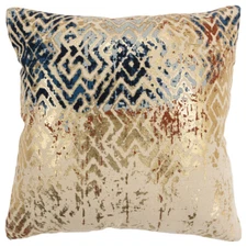 Rizzy Gold Faded Vintage Print Transitional Throw Pillow Geometric T16343