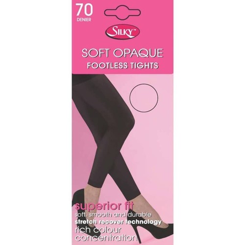 Ladies Soft Opaque 70 Denier Footless Tights Reinforced Body Black Sizes S M L - Picture 2 of 2