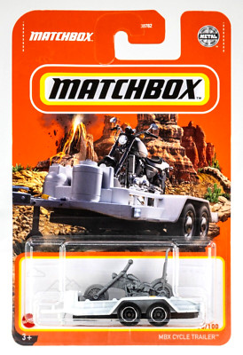 2022 Matchbox #98 MBX Cycle Trailer  WHITE PEARL | SHERIFF IMPOUND | CHOPPER
