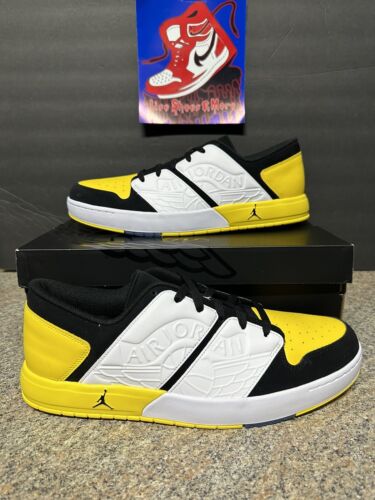 Size 14 Jordan Nu Retro 1 Low Men's Black/White-Tour Yellow DV5141 017 No Lid