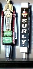 DOUBLE BEER TAP HANDLE DISPLAY WALL MOUNTED BLACK FINISH INCLUDES WALL BRACKETS