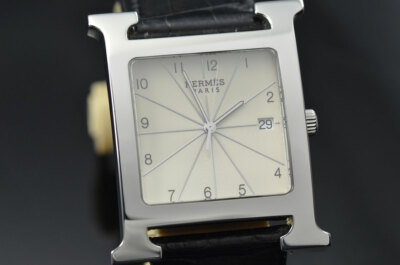 Damen Hermes Heure H Quarz Edelstahl Beige Zifferblatt Armbanduhr 