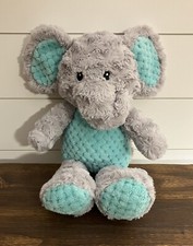 Spark Create Imagine Elephant Plush Animal Rattle Crinkle Toy Gray Aqua 13
