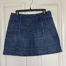 Abercrombie  Fitch A F Lace Up Denim Mini Skirt size 10