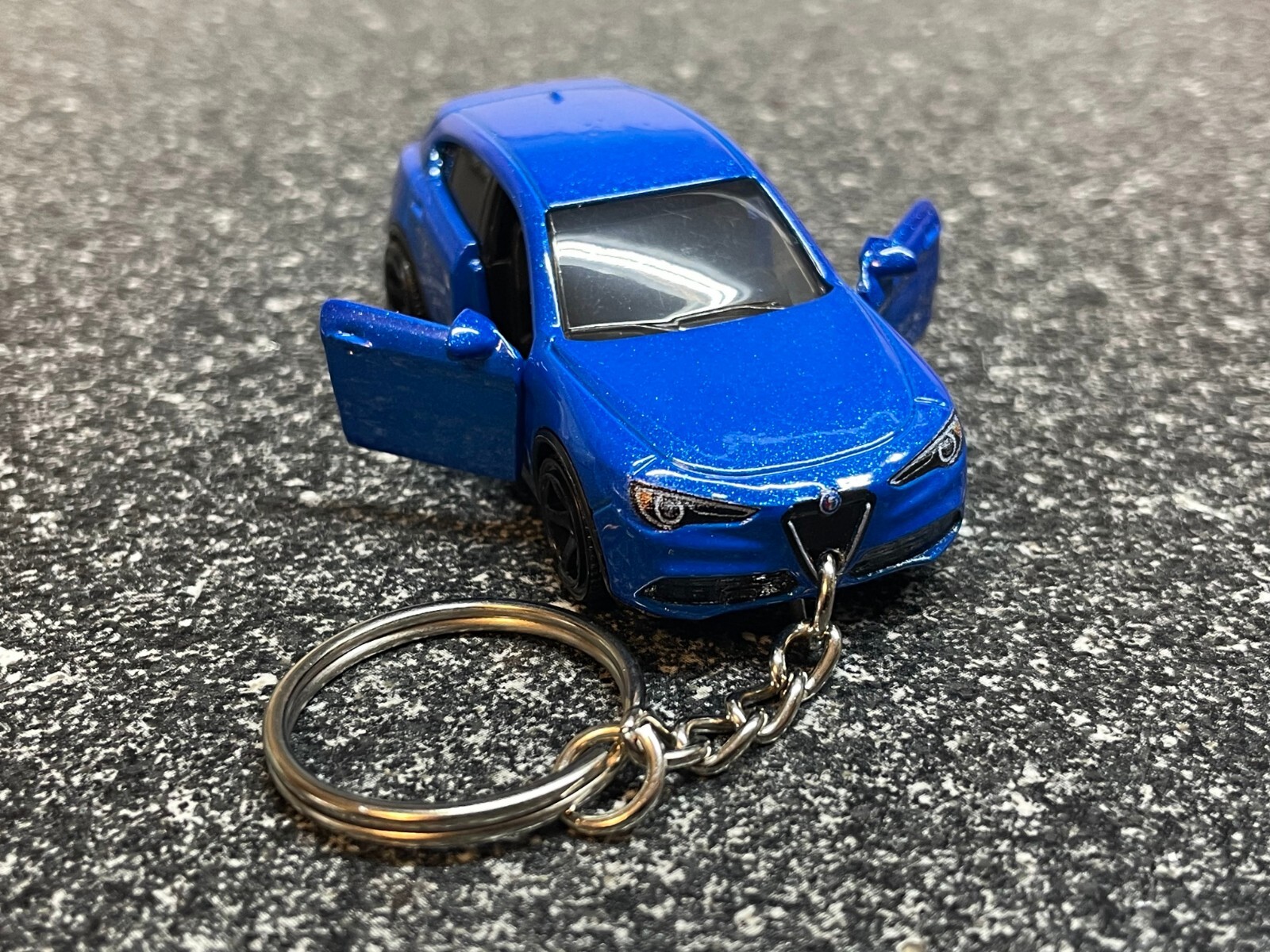 Fits Alfa Romeo Stelvio SUV Blue Keychain Hot Wheels Matchbox