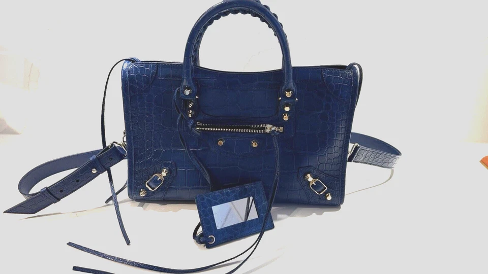 Bolso Balenciaga Cocodrilo Azul Marino Ciudad - 95% Nuevo (100% Auténtico con recibo) Foto 2 de 4