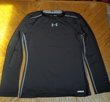Under Armour Fitted Heat Gear Long Sleeve Shirt UPF50 YLRG Black Boys