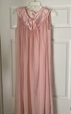 Vintage GMC Tea Length Nightgown Womens Small Pink Nylon USA Union Label