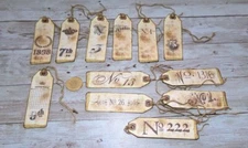 12~Vintage~French~Numbers~Junk Journal~Linen Cardstock~Gift~Hang~Tags