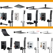 Bathroom Shower Faucet Set Luxury Rainfall Shower Head Combo System Mixer Valve