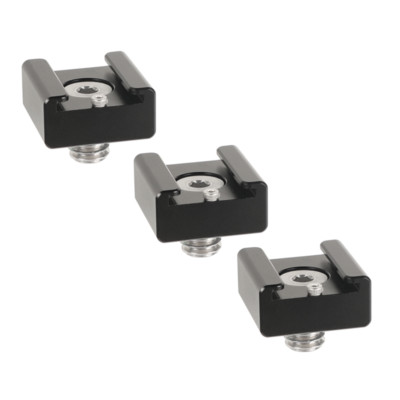 3x CAMVATE Cold Shoe Mount Adapter w/3/8'' Screw& ARRI Locating Pins fr Videoligt