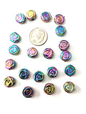 20pcs 10mm Round Flower Glass Beads Spacer Beads AB Color Sparkle Glass Bead