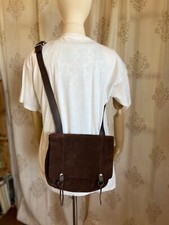 Prune Suede Messenger Crossbody Bag Dark Brown