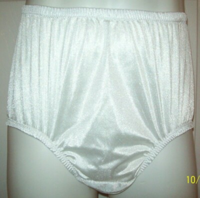 WHITE NYLON TRICOT 2 Layer Wider Crotch PANTY * ENCASED BRIEF * 30'' - 44''  L **