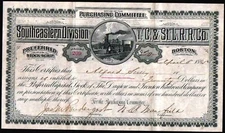 1885 Dayton and Ironton Railroad - T C & ST Louis RR Rare Stock Certificate bond