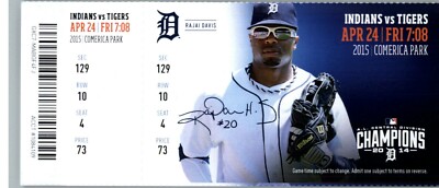 Cleveland Indians vs Detroit Tigers 4/24/2015 Full Ticket - Rajai Davis