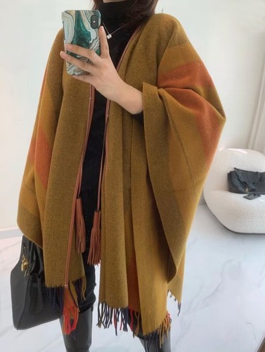 Women Cashmere Wool Autumn Winter Tassel Striped Cape Cloak Poncho Wraps Gift - Picture 12 of 12