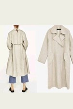 Women Linen Natural Beige Colour Oversize Coat Trenchcoat Inspired Zana Last M