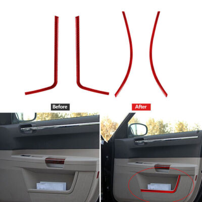 For Chrysler 300 2005-2007 Vinyl Red Carbon Fiber Door Storage Accent Trim Strip