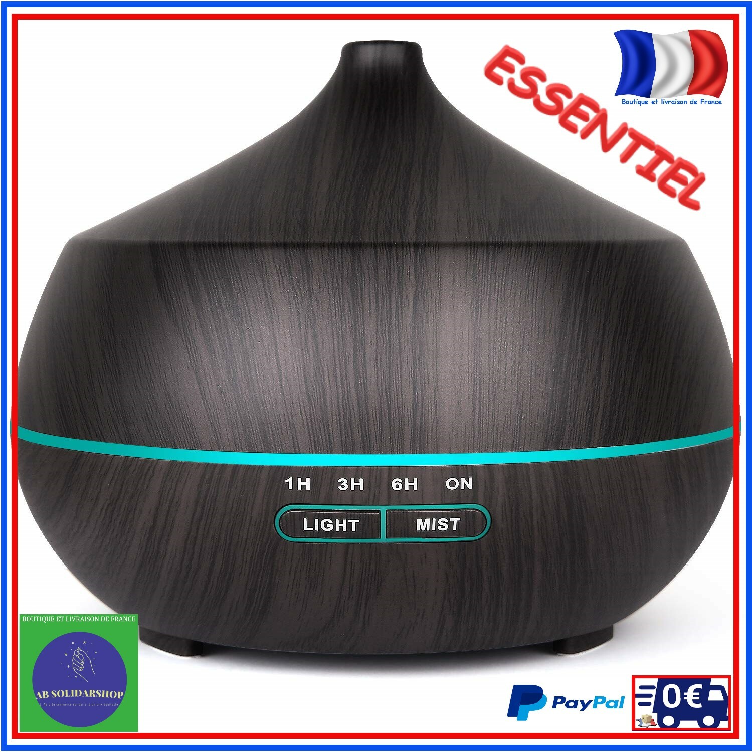 Diffuseur ultrasonique d'huiles essentielles 400ml en bois clair pour grand salon
