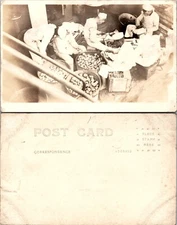 RPPC Workers Peeling Potatoes in Sailors Navy Military Kitchen Real Postcard