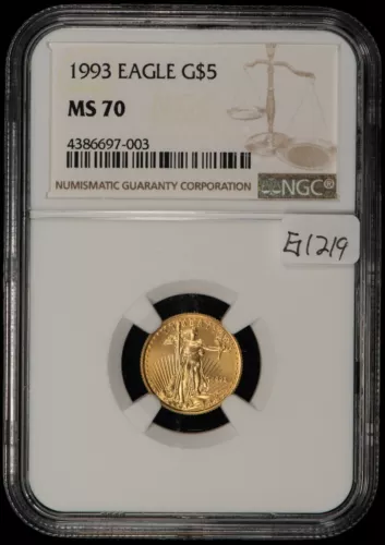 1993 G$5 1/10 oz Gold American Eagle - Perfect Key Date - NGC MS 70 - G1219