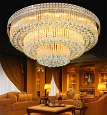 31.5" Luxury K9 Crystal LED Chandelier Pendant Lighting Ceiling Fixture w/Remote