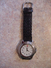 XLNT Vintage 1990's Swiss Army Stainless Steel Wristwatch With Leather Watchband