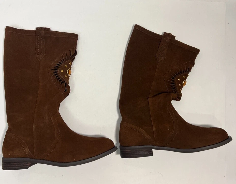 Botas Yellowbox Stevie de gamuza para mujer coñac/marrón talla 8,5/10 nuevas Foto 4 de 4