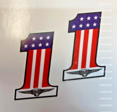 USA No 1 V - Twin Wings Aufkleber Harl Motorrad Decals Sticker (kleinere Größe) x2