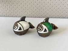 Scuotitore sale pepe pesce smalto guilloché argento massiccio 925 Magnus Aase