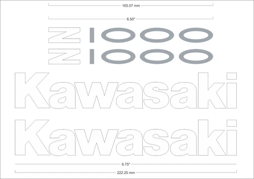 Kawasaki Z1000 Stickers 2003 WHITE / SILVER Colour Combinations
