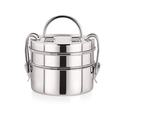 Stainless Steel Tiffin Lunch Box Indian 2/4 Layer Tier Stackable Food Storage UK - Picture 6 of 13