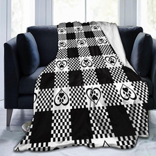 Christmas Heart Dog Paw Throw Blanket, Fuzzy Checkerboard Grid Throw Blanket, Kn