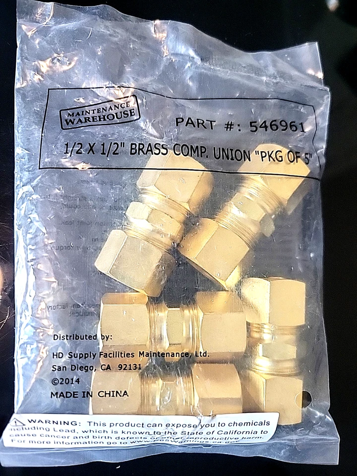 Brass Compression Union 1/2" x 1/2" (5 Pack) - Part# 546961 - Fast Shipping! - Image 4 of 4