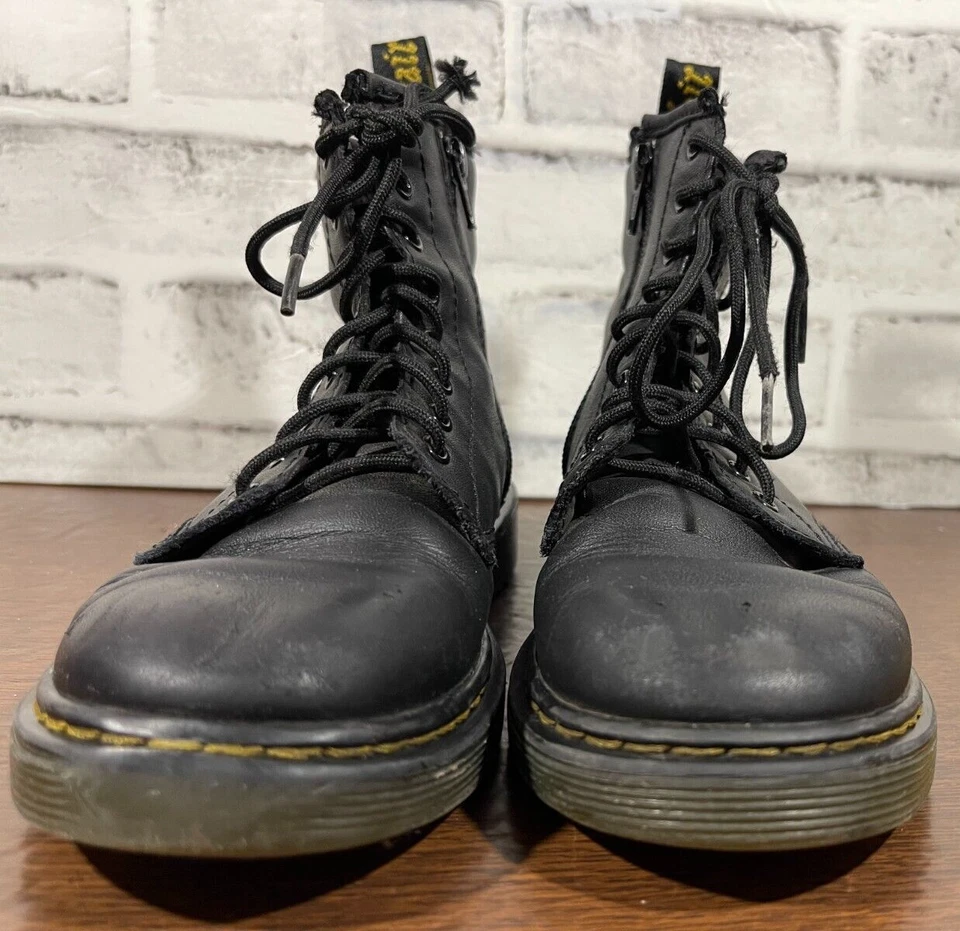 Doc Martin Leather Black Combat Boots AW004 Youth Size 2 - Image 2 of 4