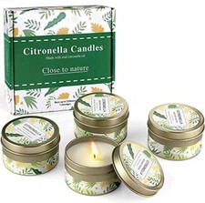 Citronella Candles Outdoors Indoors Large: set of 4 x 7.5OZ