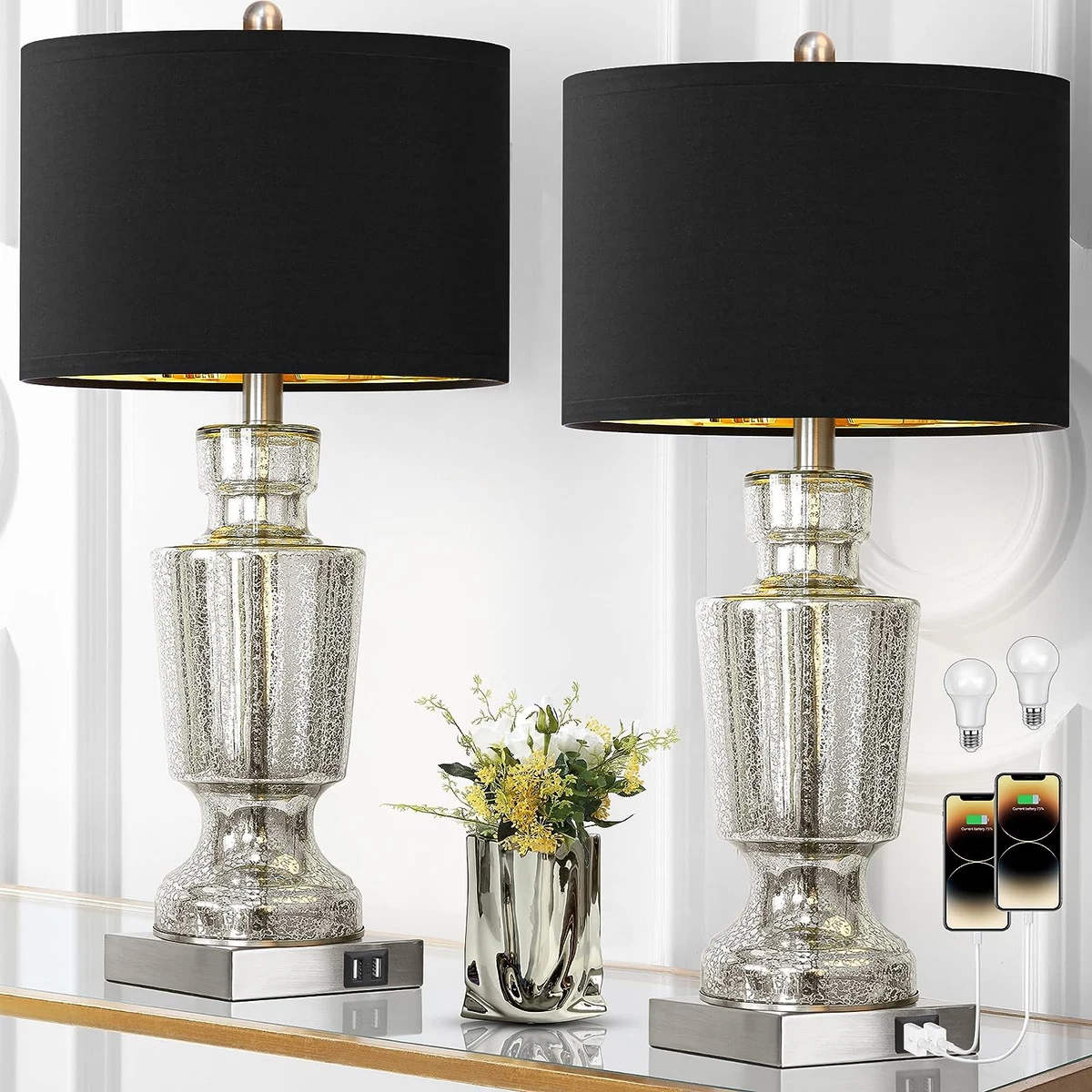 Set of 2 glass lamps deals