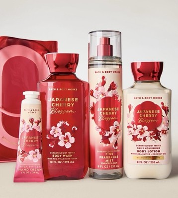 Bath & Body Works Japanese Cherry Blossom 4 Piece Gift Set Lotion, Wash, Mist 