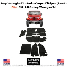 Black Interior Carpet for Jeep Wrangler TJ 1997-2006 – 6 Piece Mat Floor Kit