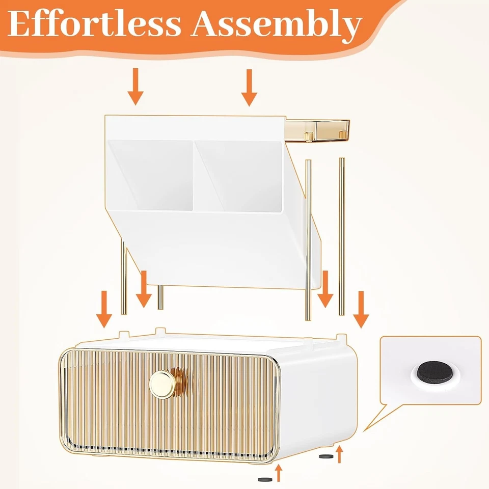 Organizador de Baño de 2 Niveles con 1 Cajón, Encimera de Maquillaje Multiusos Almacenamiento Foto 3 de 4