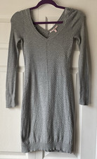 Victoria’s Secret Gray Ribbed Knit Dress XS V-Neck Bodycon Sweater Style