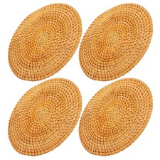  4 Pcs Tischset Rattan Tischsets Rund Geflochten Küchenuntersetzer Topfhalter