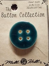 DIY Mill Hill Ceramic Button - Med Round Country Green Button