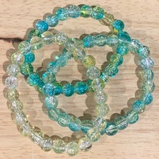 Handcrafted Cracked Glass Bracelets Set of 3 Stretch Bracelets Mermaidcore Beach