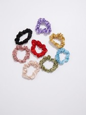 Lot of 8 Satin Scrunchies Assorted Colors Soft Hair Ties New