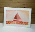 Original ACEO - Pink seaglass sailboat seascape watercolor by finns.paints — photo 1